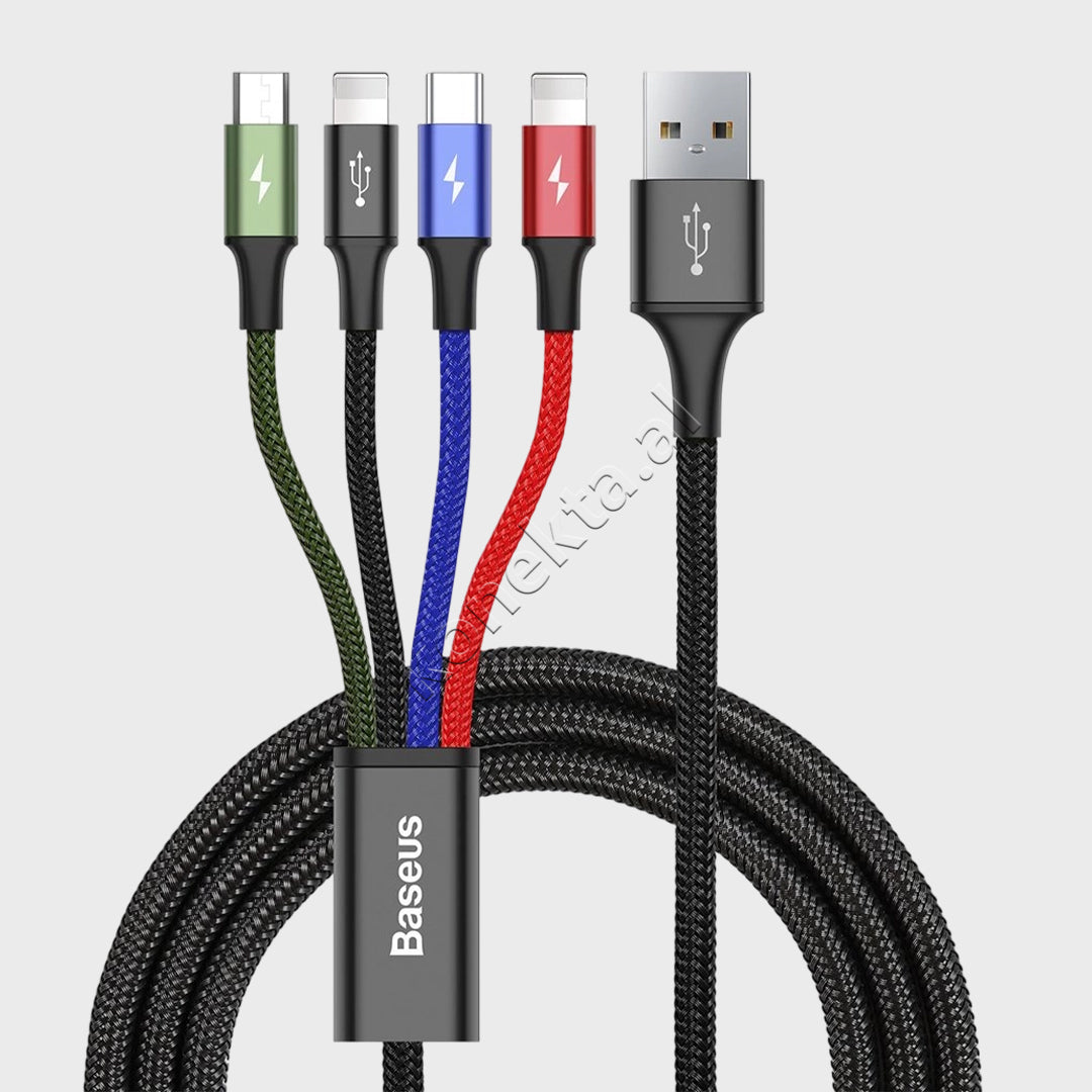 Kabell Karikimi Baseus 4 Ne 1 USB-A Ne 2xLightning, 1xUSB-C & 1xMicro USB 3.5A 1.2m