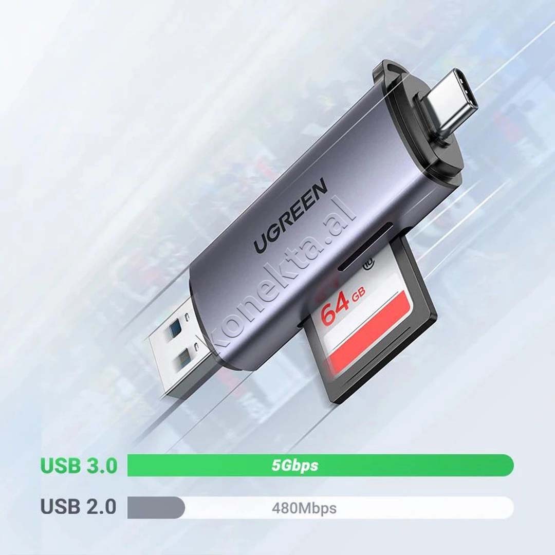Adaptor Ugreen Me Portë USB-A dhe USB-C  Për Kartë TF Dhe SD