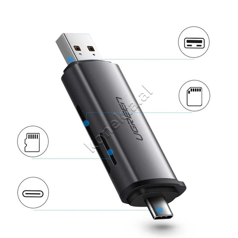 Adaptor Me Portë USB-A Dhe USB-C Për Kartë TF Dhe SD