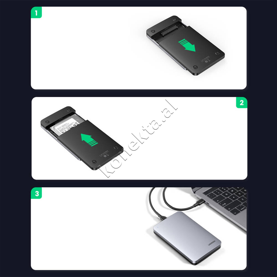 Mbajtese Dhe Lexuese Hard Disk 2.5" SATA 3.0 6Gbps Ugreen