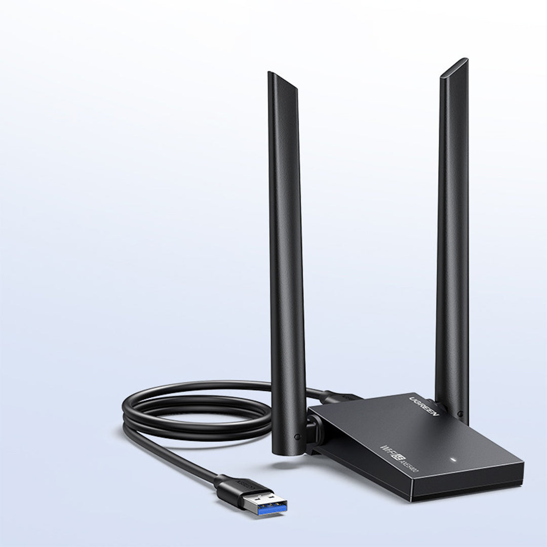 Adaptor Rrjeti USB Me Wi-Fi 6E Tri-Band Dhe Antena Te Jashtme Ugreen