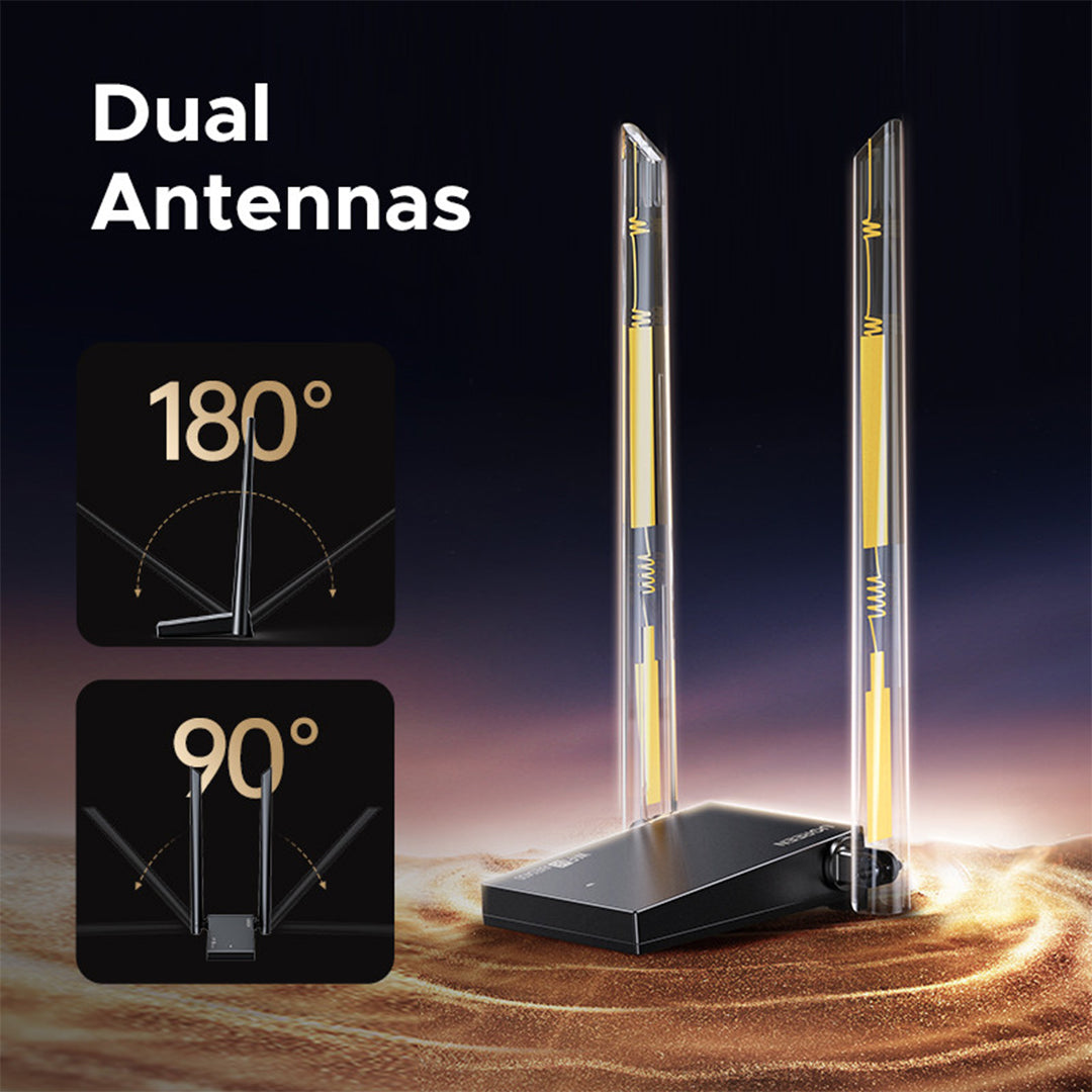 Adaptor Rrjeti USB Me Wi-Fi 6E Tri-Band Dhe Antena Te Jashtme Ugreen