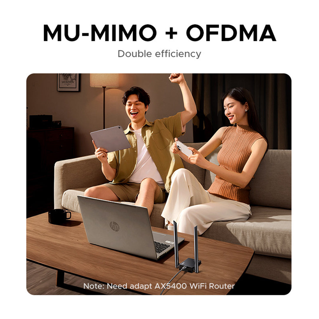 Adaptor Rrjeti USB Me Wi-Fi 6E Tri-Band Dhe Antena Te Jashtme Ugreen