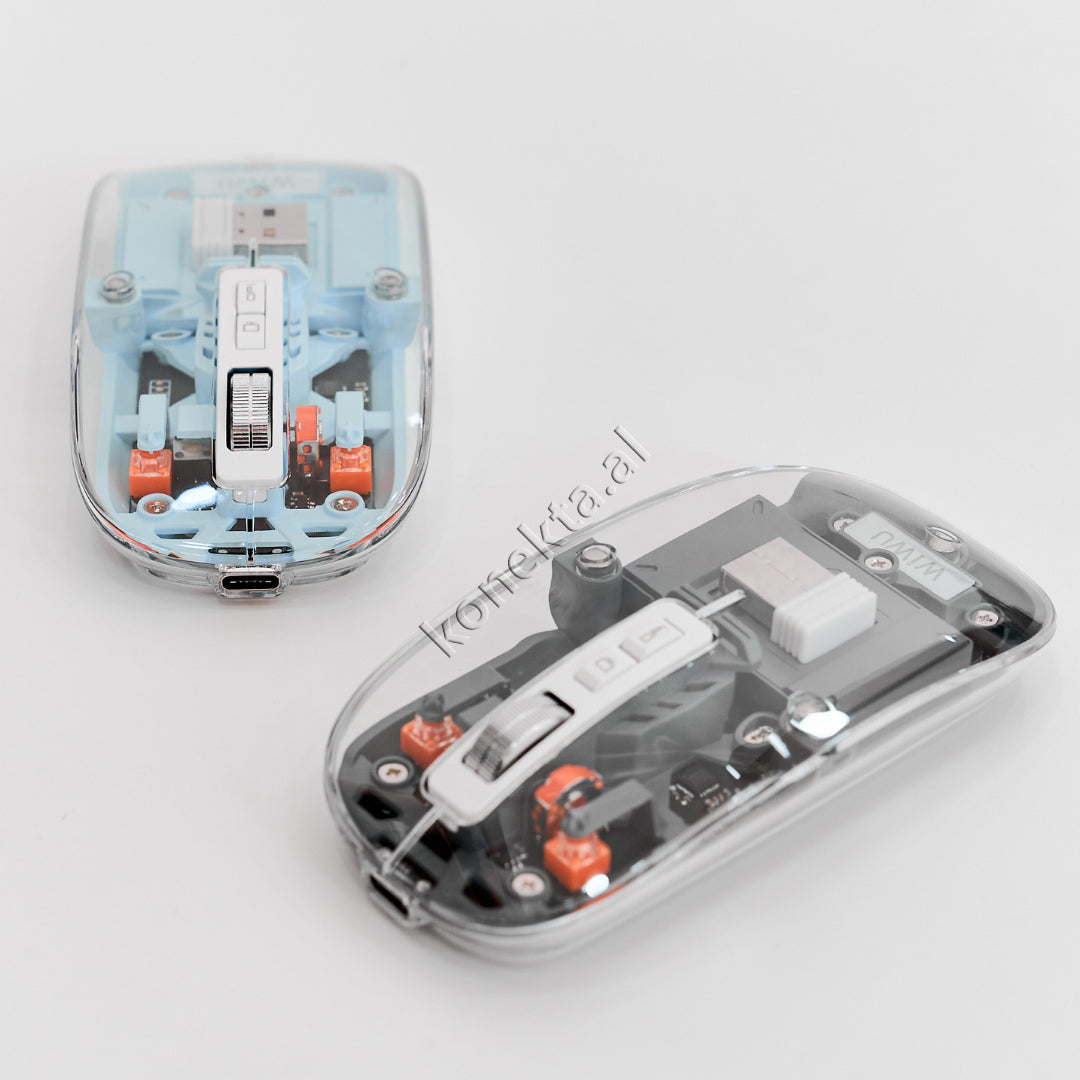 Maus Wireless Transparent Per Kompjuter Dhe Laptop Wiwu