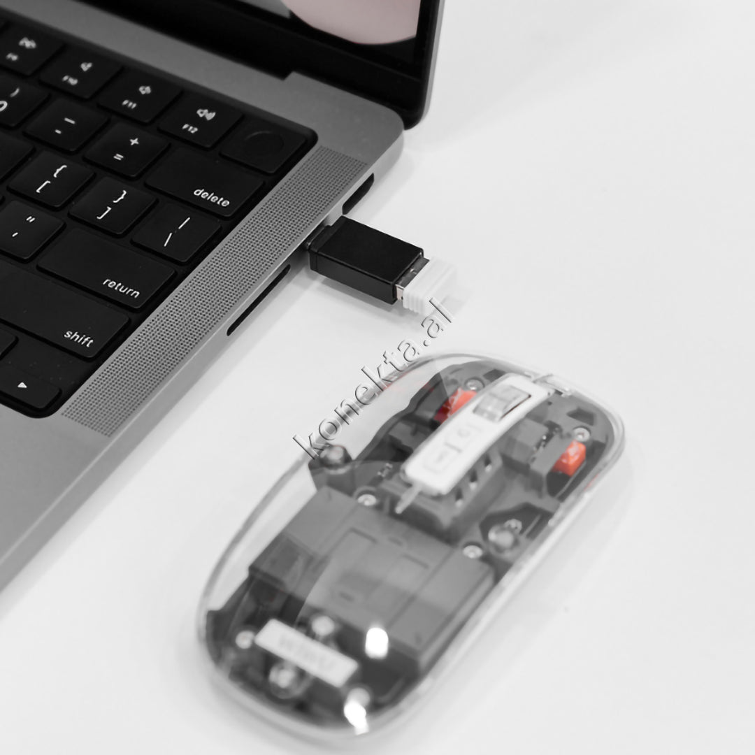Maus Wireless Transparent Per Kompjuter Dhe Laptop Wiwu