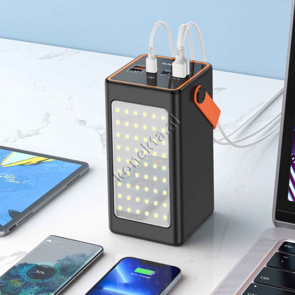 Bateri E Jashtme Hoco 90000mah Me Drite të Fuqishme LED, Shumë Porta Dhe Karikim Te Shpejte 22.5W