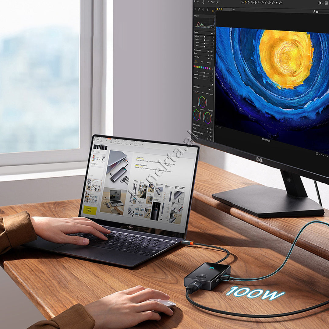 Adaptor HUB Baseus Me 8 Porta, HDMI 4K@30Hz, RJ45 1000Mbps, PD 100W, USB3.0 Dhe Lexues Karte TF/SD