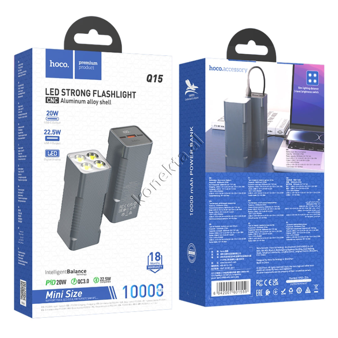 Bateri E Jashtme Hoco 10000mAh Me Elektrik Dore LED