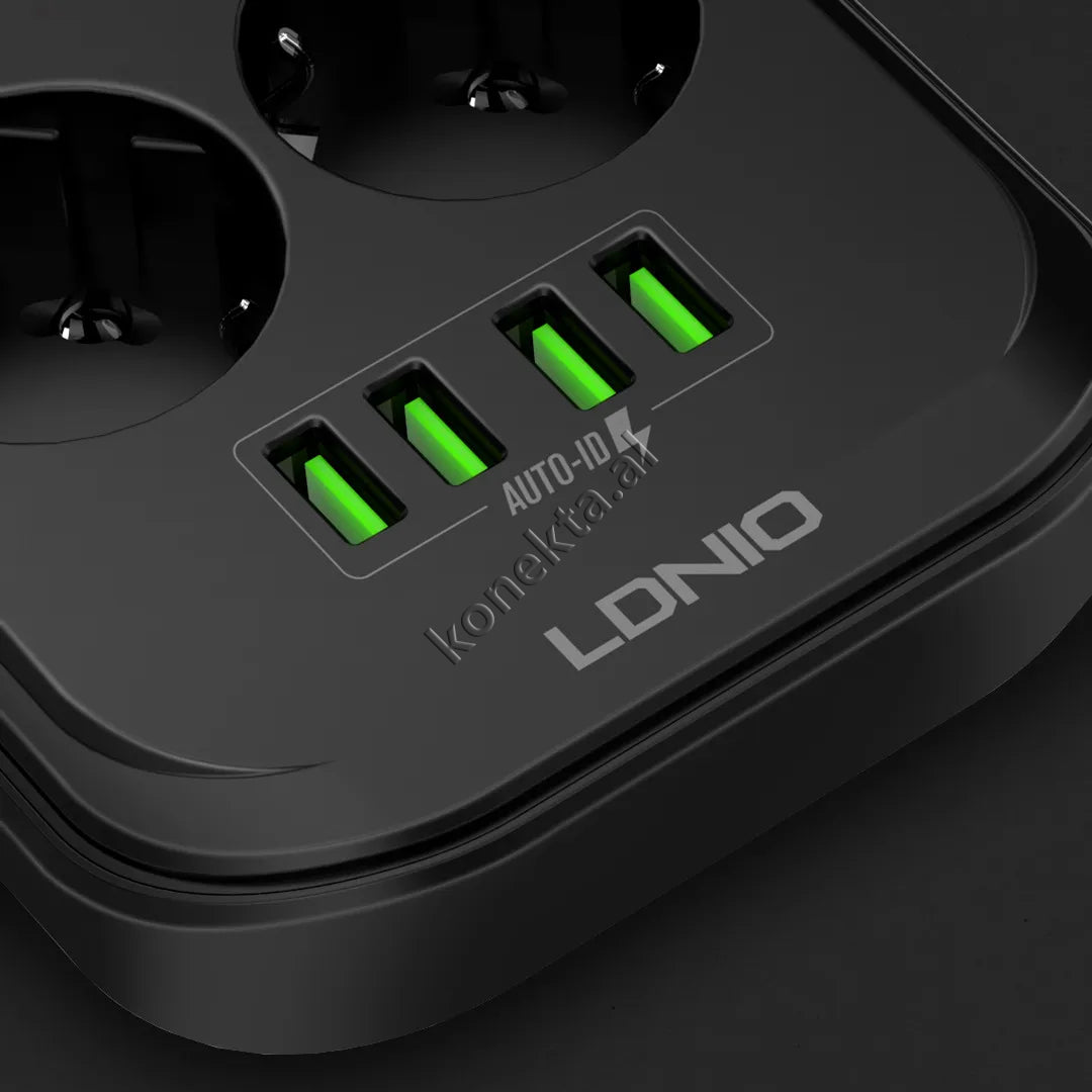 Multiprize 6 Vendeshe Me 4 Porta Usb Me Njohje Inteligjente E Karikim Te Shpejte