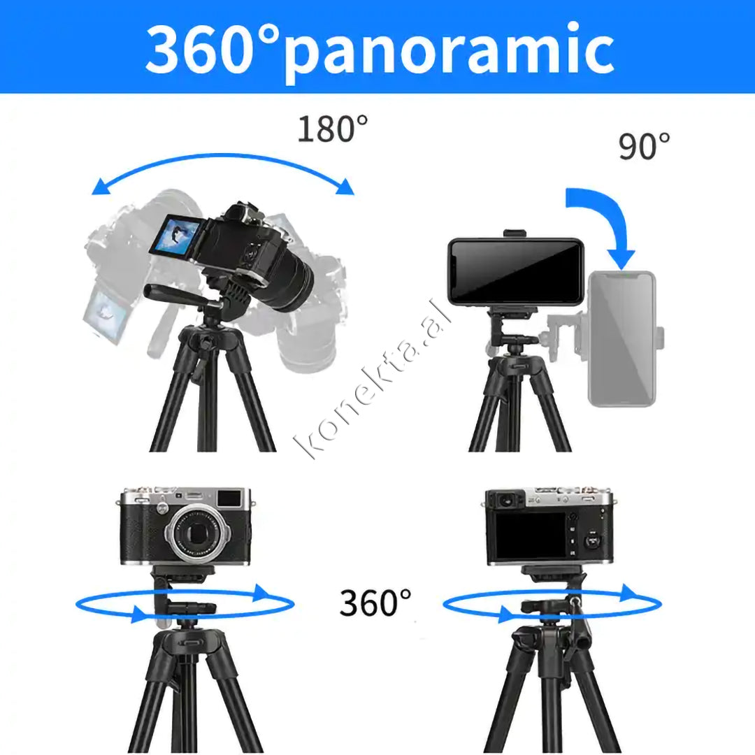Trekëmbesh (Tripod) me Gjatësi dhe Kënd Të Gradueshëm për Kamera, Telefon, Tablet ,GoPro, SLR,  Etj.
