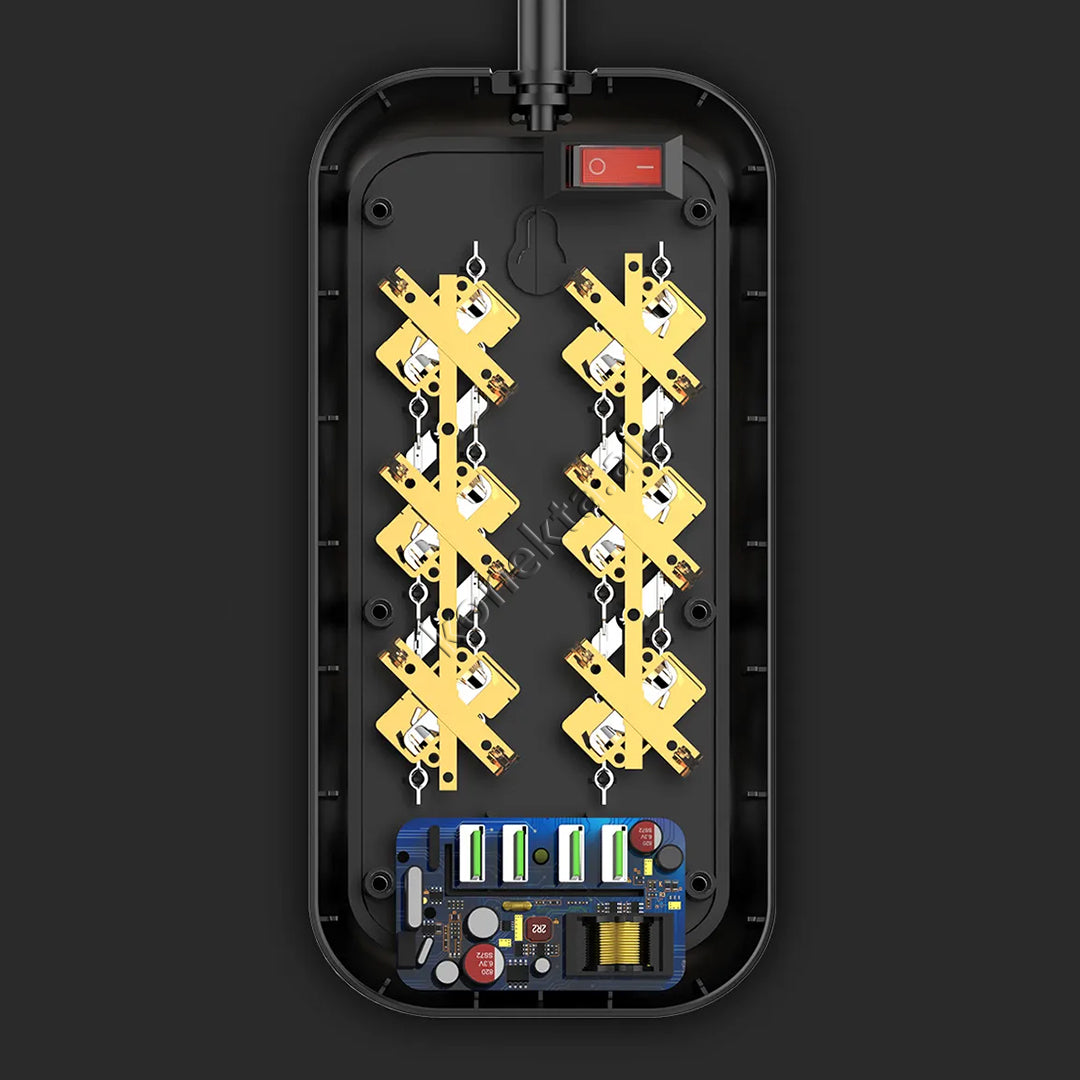 Multiprize 6 Vendeshe Me 4 Porta Usb Me Njohje Inteligjente E Karikim Te Shpejte