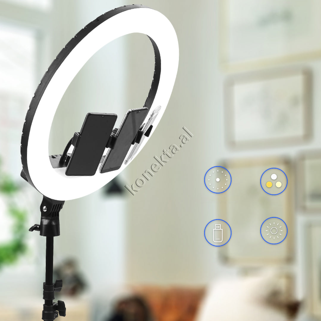 Trekembesh (Tripod) Me Drite Rrethore LED Me Ndricim Perfekt