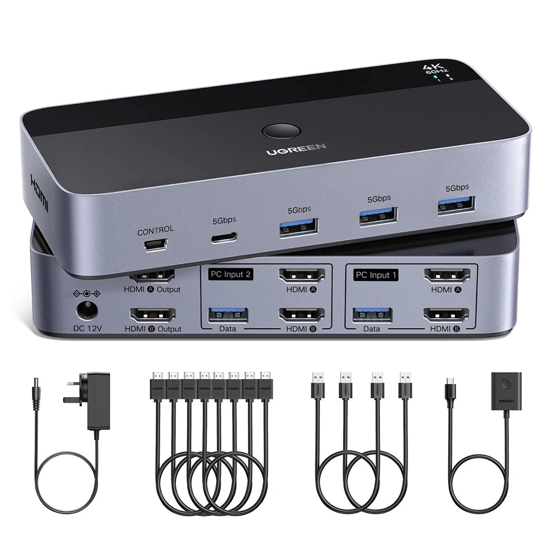 HDMI KVM Switch Per 2 Monitore Dhe 2 Kompjutere Ugreen