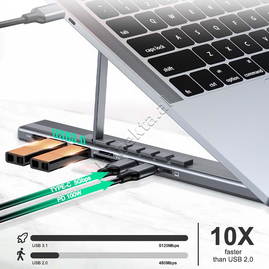 Mbajtese Laptopi Metalike Me Adaptor HUB Te Integruar 7 Ne 1 Choetech