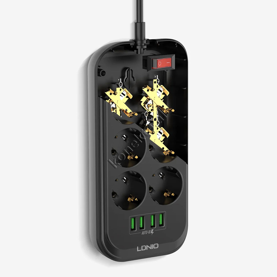 Multiprize 6 Vendeshe Me 4 Porta Usb Me Njohje Inteligjente E Karikim Te Shpejte