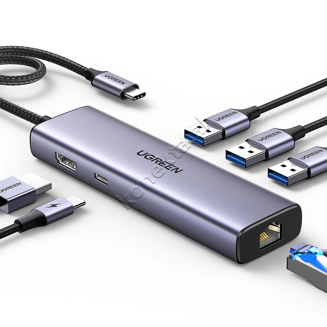 Hub 6 Ne 1 UGreen Me Porta 3xUSB-A + 1xUSB-C + 1xHDMI + 1xRJ45