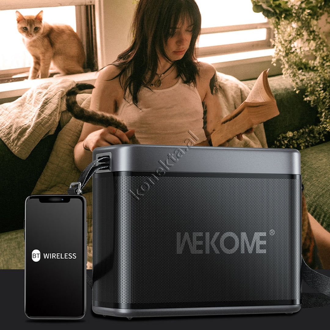 Boks Me Bluetooth 120W WK Me Super Bass + Dy Mikrofona Per Karaoke/Fjalime Dhe Porte Audio 6.5mm