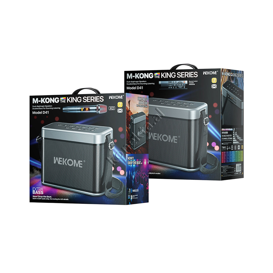 Boks Me Bluetooth 120W WK Me Super Bass + Dy Mikrofona Per Karaoke/Fjalime Dhe Porte Audio 6.5mm