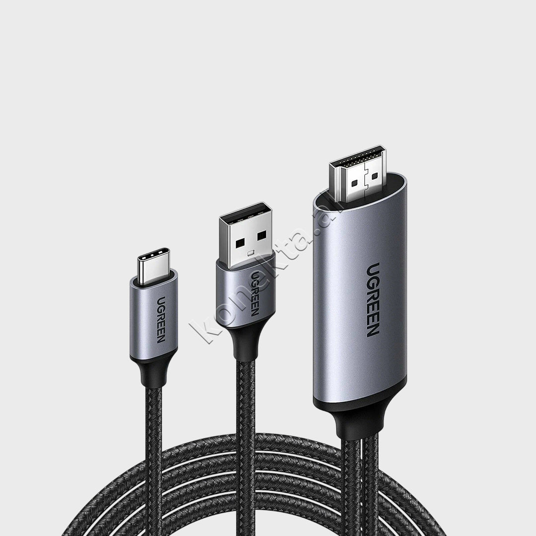 Kabell HDMI Ne USB-C 4K 60Hz Me Fishe USB-A Per Energji 2m Ugreen