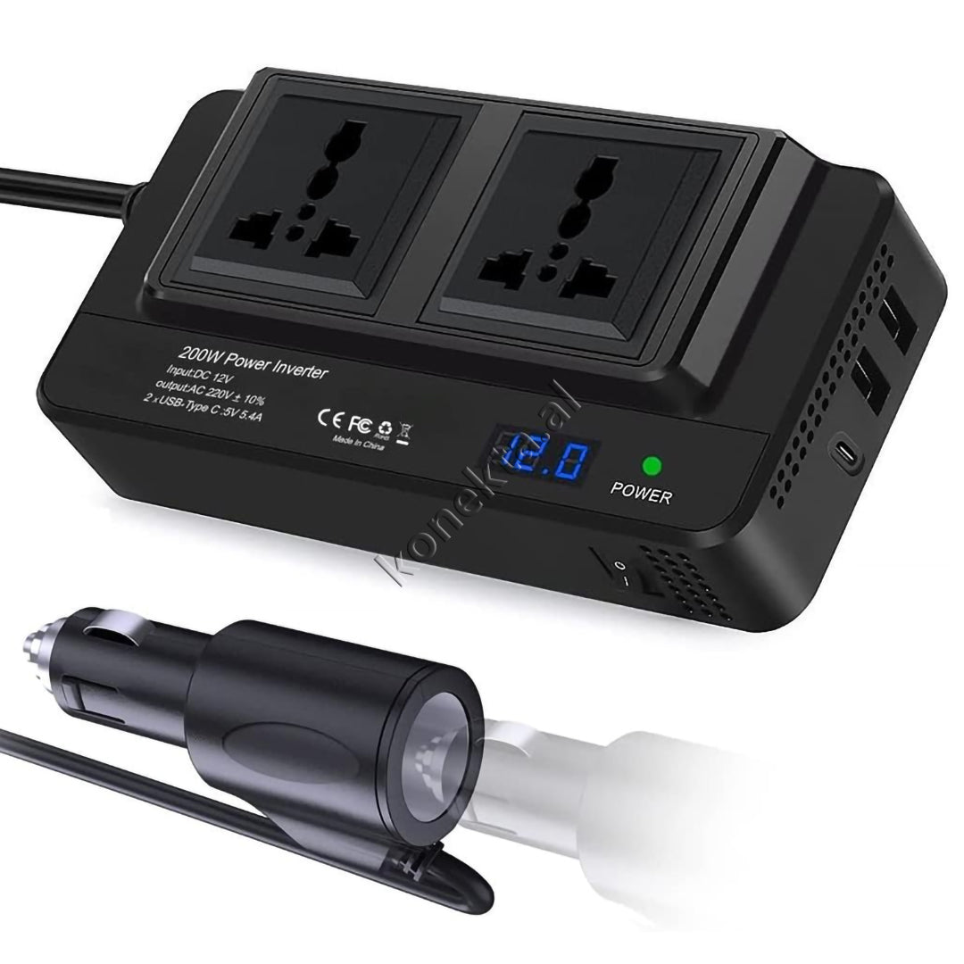 Konvertues Energjie 200W XO Me 3 Porta Karikimi dhe 2 Priza