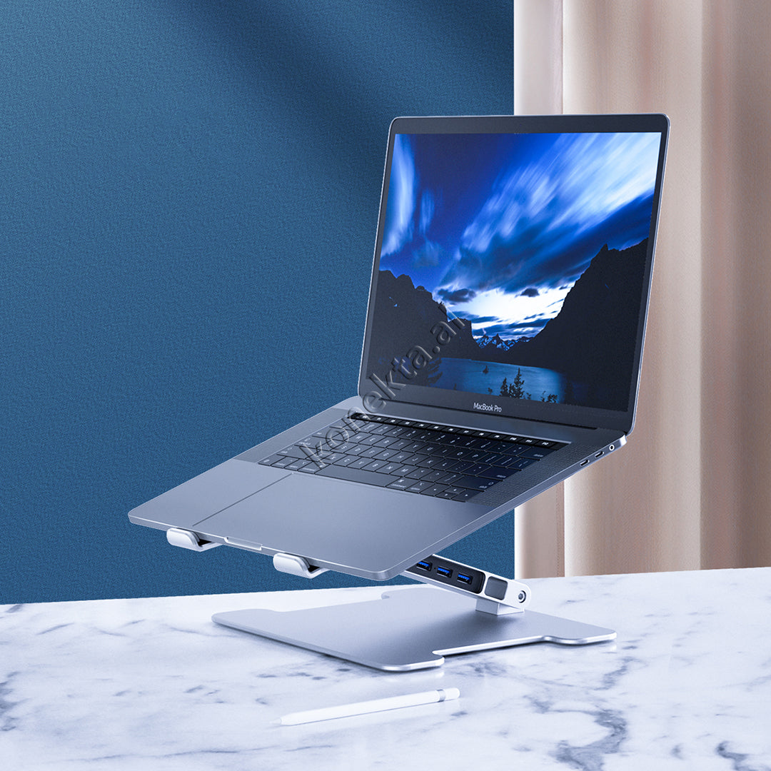 Mbajtese Laptopi Metalike Me Adaptor HUB Te Integruar