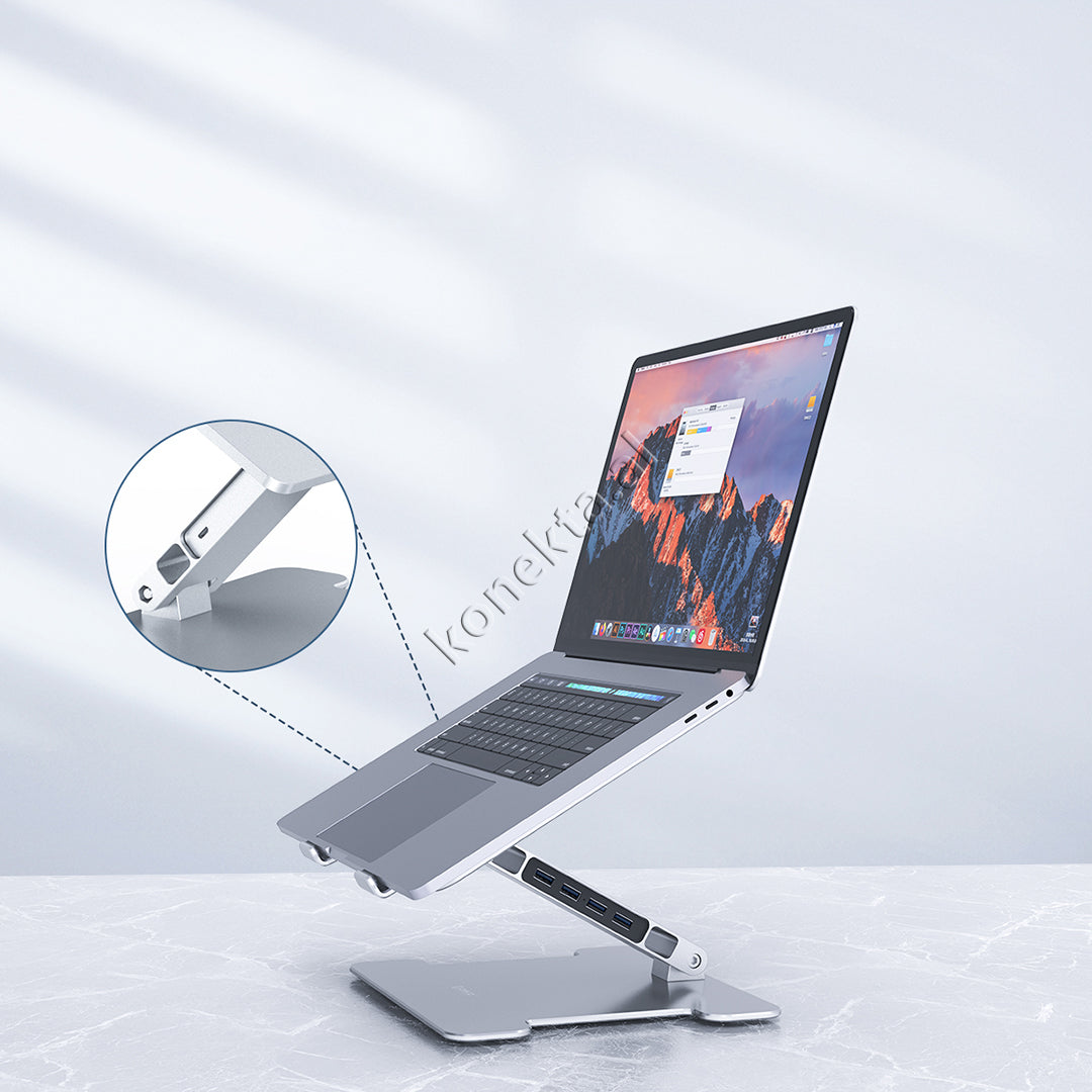 Mbajtese Laptopi Metalike Me Adaptor HUB Te Integruar