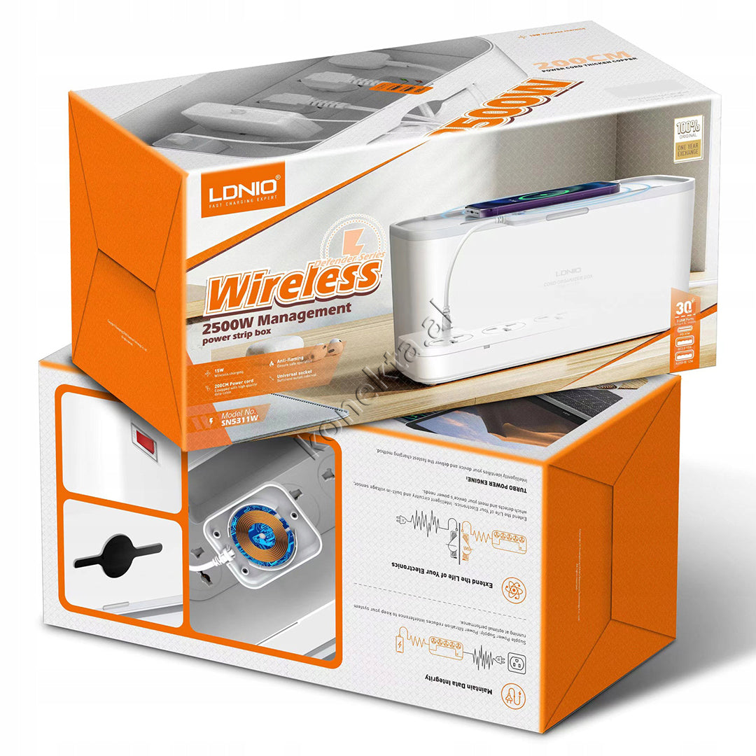 Kuti Organizimi Tavoline Me Multiprizë 5 Vendeshe, Karikim Wireless, 3 Porta Karikimi Dhe Dizenjim Si Mbeshtetese