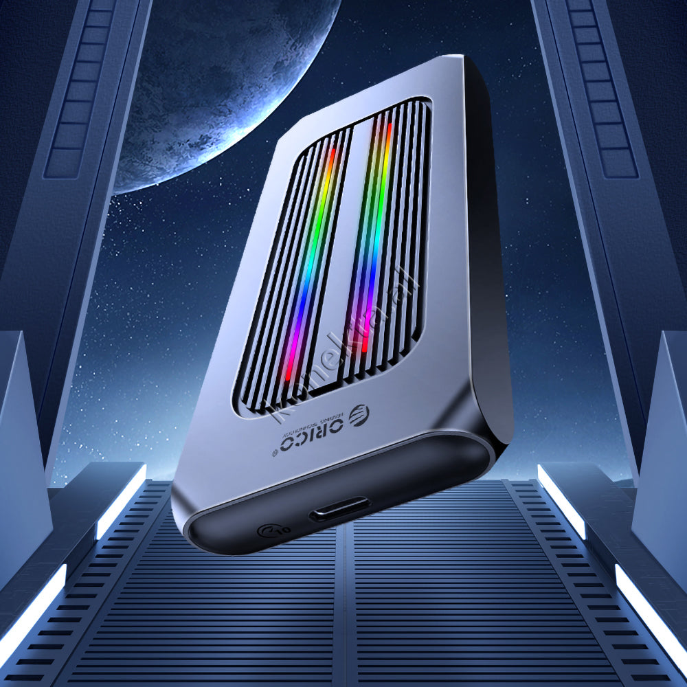 Mbajtese Dhe Lexuese SSD M.2 NVME Orico Me Porte Type-C Gen 2 Me Ndricues RGB