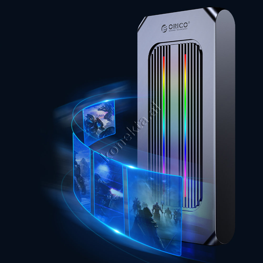 Mbajtese Dhe Lexuese SSD M.2 NVME Orico Me Porte Type-C Gen 2 Me Ndricues RGB