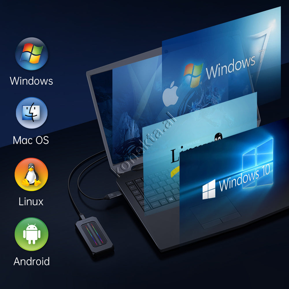 Mbajtese Dhe Lexuese SSD M.2 NVME Orico Me Porte Type-C Gen 2 Me Ndricues RGB