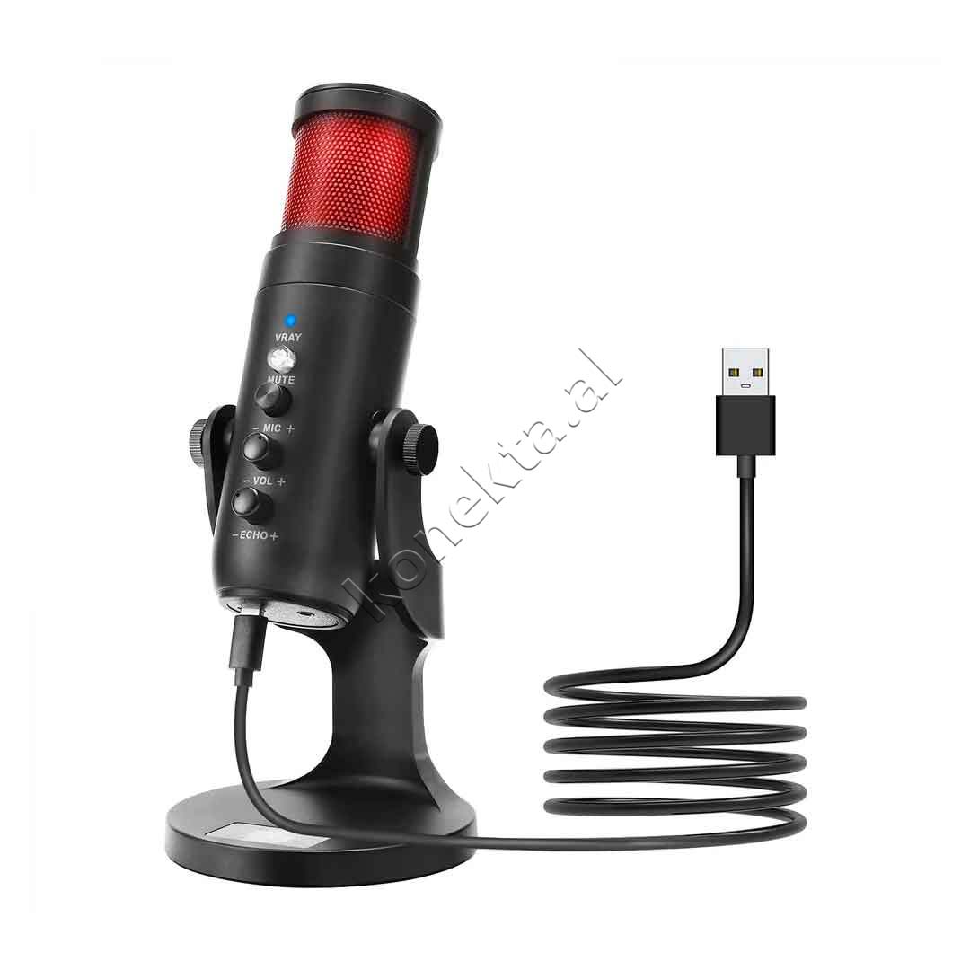 Mikrofon Cardioid Me Drita RGB Për Regjistrim Profesional të Zërit Jmary