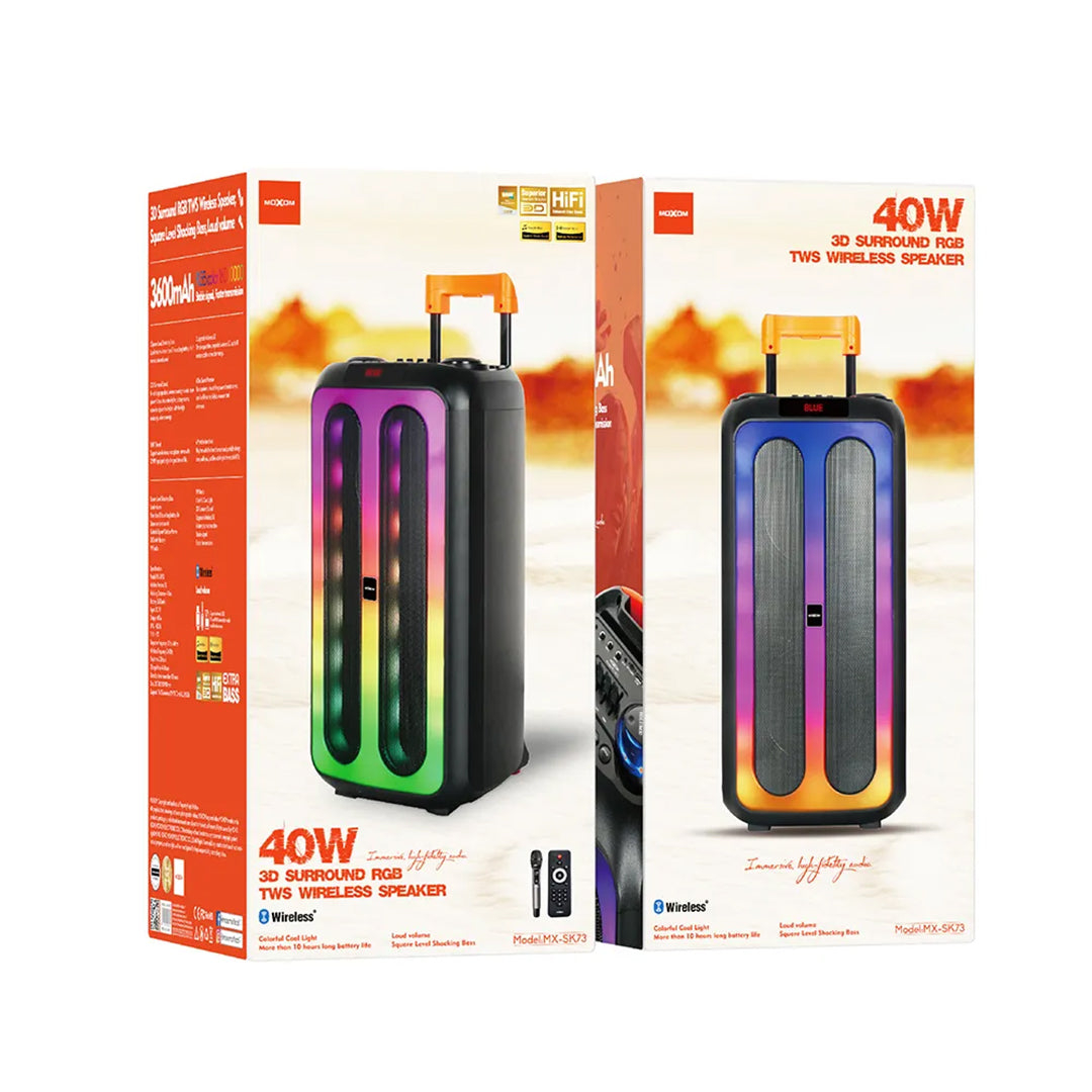 Boks Portativ Wireless 40W Me Ndriçim RGB Dhe Mikrofon Moxom