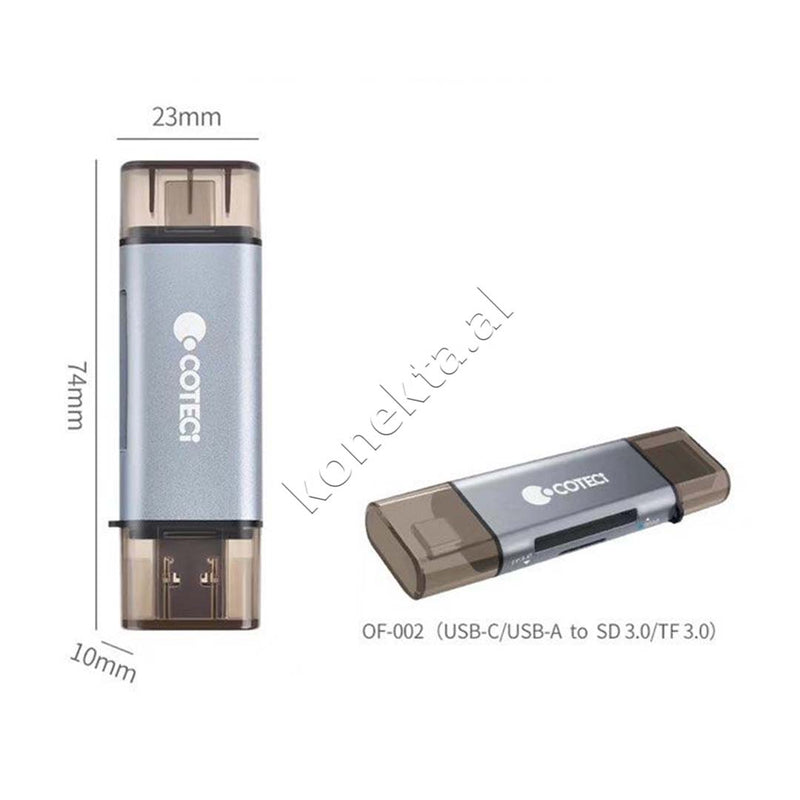 Adaptor Me Portë USB-A Dhe USB-C Për Kartë TF3.0 Dhe SD3.0