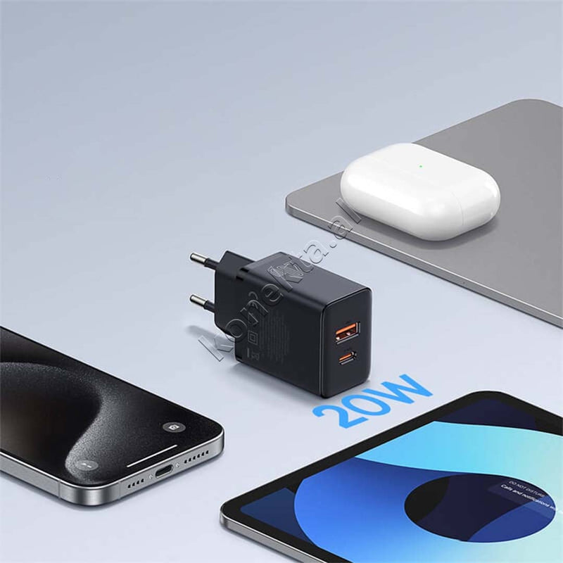 Adaptor Karikimi 20W Baseus Me 2 Porta USB-C Dhe USB-A