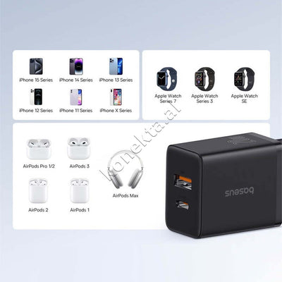 Adaptor Karikimi 20W Baseus Me 2 Porta USB-C Dhe USB-A