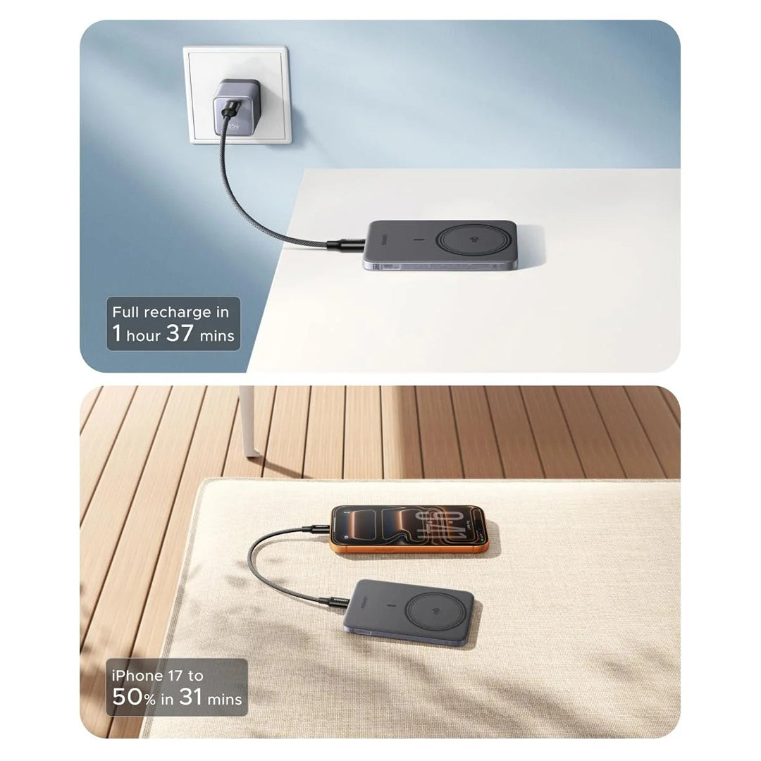 Bateri E Jashtme Magnetike 5000mAh Me Karikim Qi2 15W Ugreen MagFlow Air
