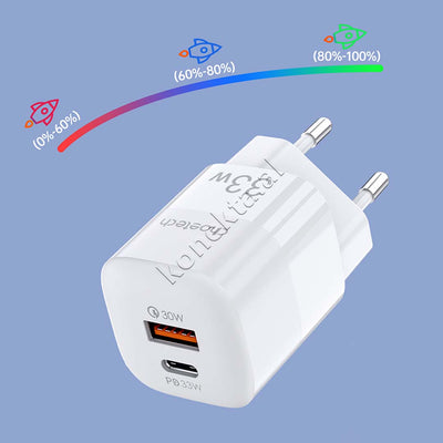 Adaptor Karikimi Fast Charge 33W Me Porte USB-A & Type-C Choetech