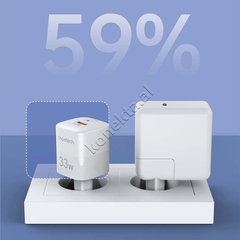 Adaptor Karikimi Fast Charge 33W Me Porte USB-A & Type-C Choetech