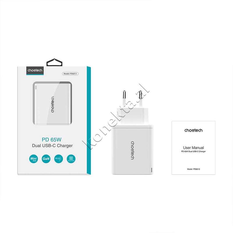Adaptor Karikimi 65W Me 2 Porta Type-C Choetech