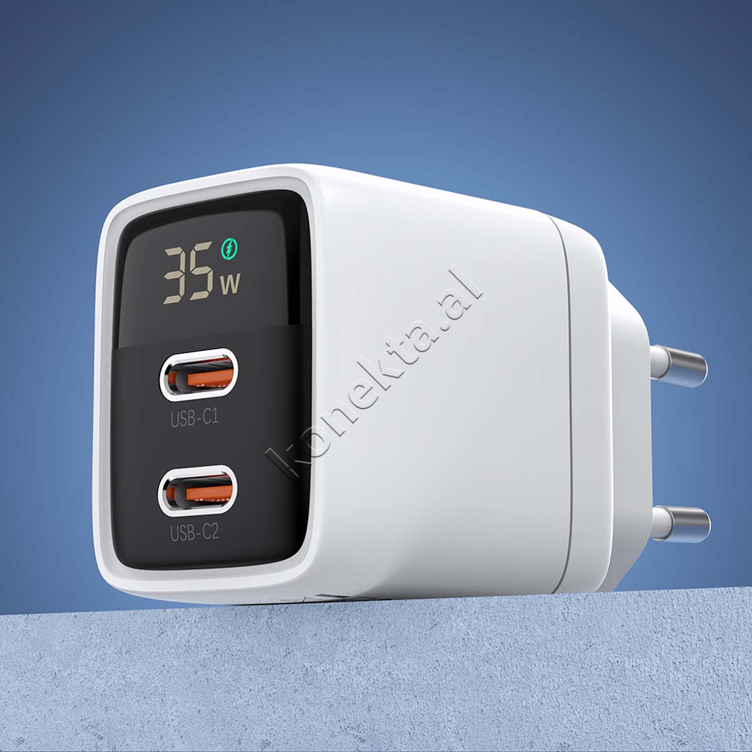 Adaptor Karikimi 35W Me 2 Porta Type-C Dhe Display Choetech