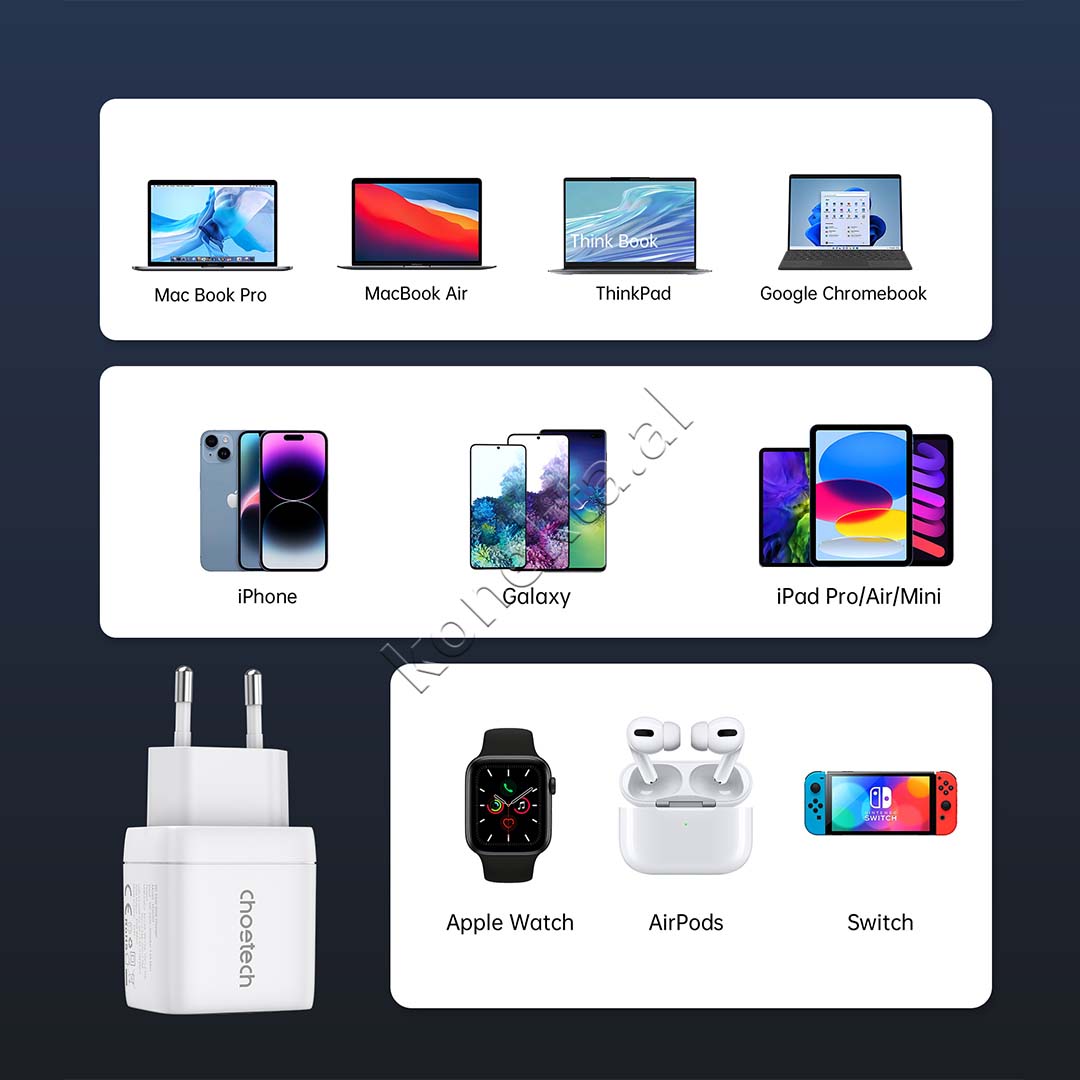 Adaptor Karikimi 35W Me 2 Porta Type-C Dhe Display Choetech