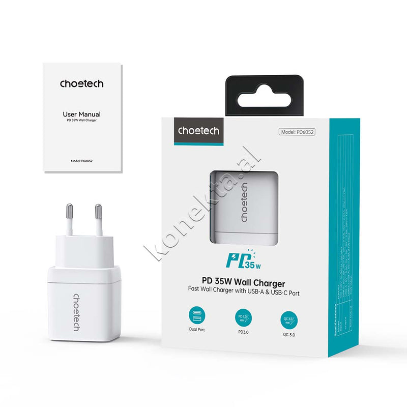 Adaptor Karikimi 35W Me Porte USB-A Dhe Type-C Me Display Choetech