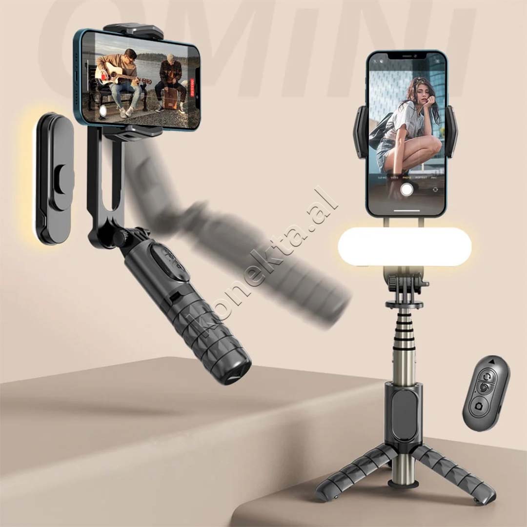 Gimbal (Tripod) Me Rrotullim 360° Dhe Drite LED