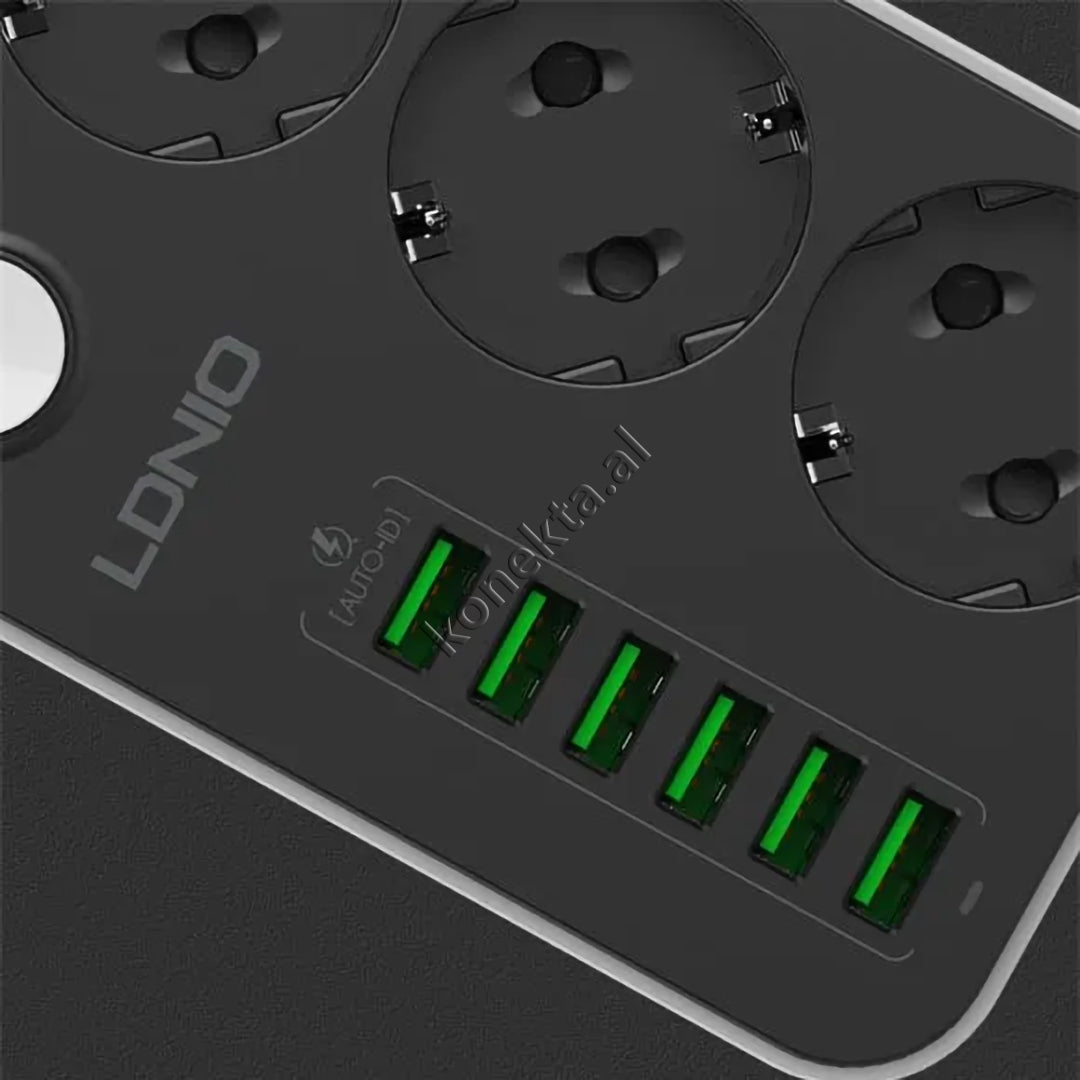 Multiprize 3 Vendeshe Me 6 Porta Usb Me Njohje Inteligjente E Karikim Te Shpejte