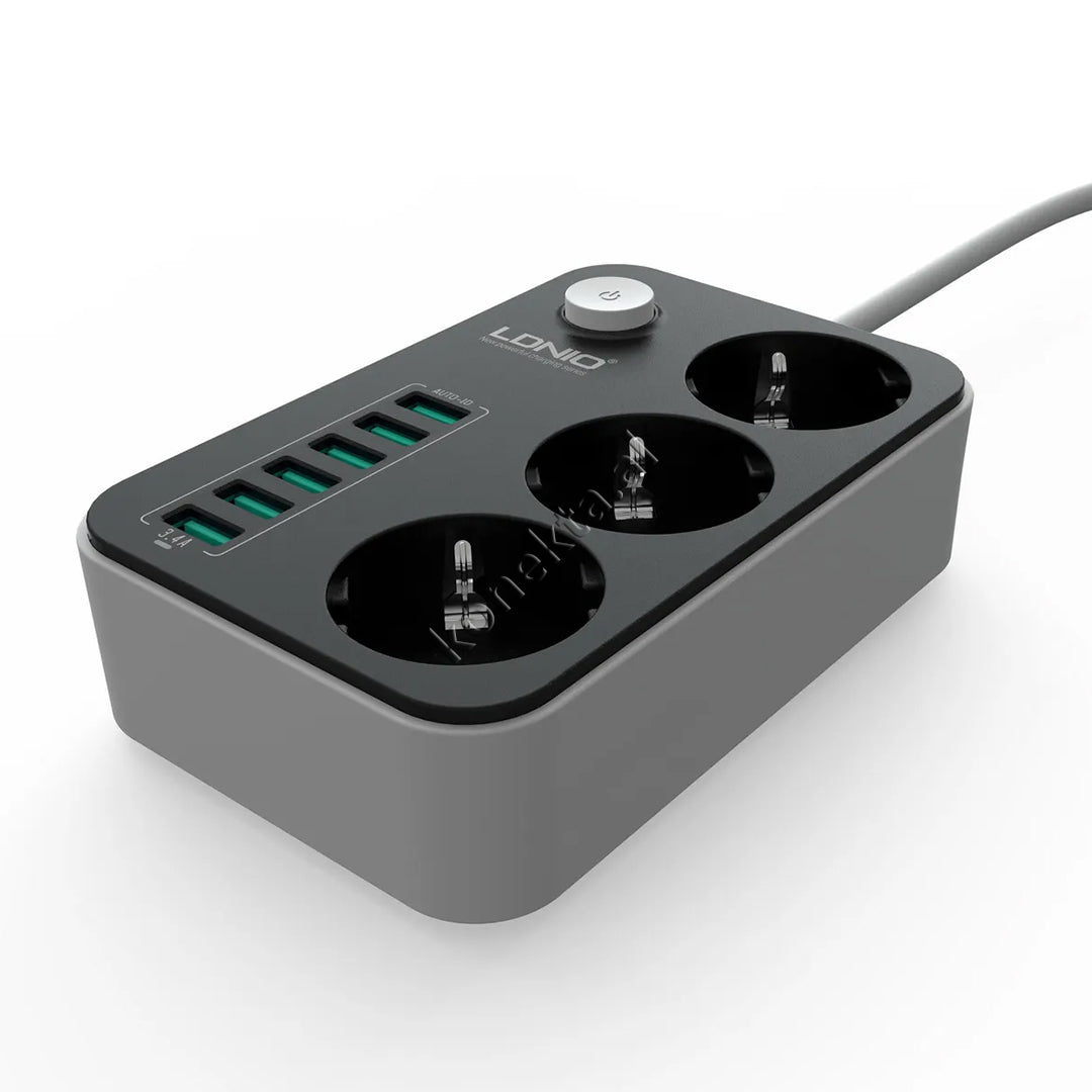 Multiprize 3 Vendeshe Me 6 Porta Usb Me Njohje Inteligjente E Karikim Te Shpejte
