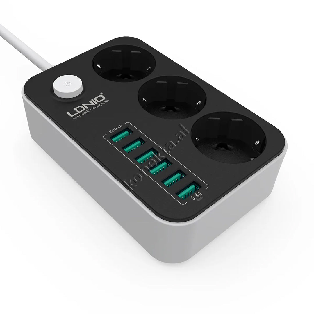 Multiprize 3 Vendeshe Me 6 Porta Usb Me Njohje Inteligjente E Karikim Te Shpejte