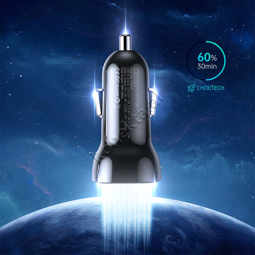 Adaptor Karikimi 38W Per Makine Me 2 Porta Usb-A + Type-C Choetech