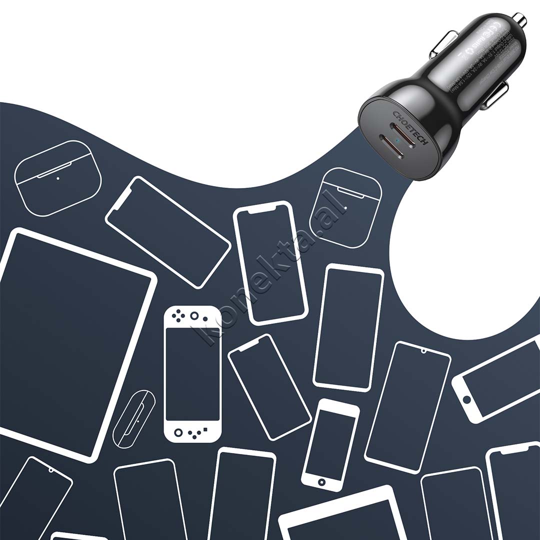 Adaptor Karikimi 40W Per Makine Me 2 Porta Type-C Choetech