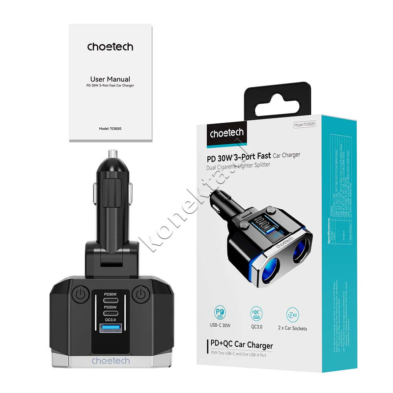Adaptor Karikimi 200W Per Makine Me 2 Porta Type-C Dhe 1 Porte USB Choetech