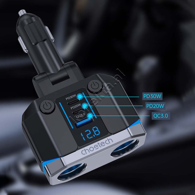 Adaptor Karikimi 200W Per Makine Me 2 Porta Type-C Dhe 1 Porte USB Choetech